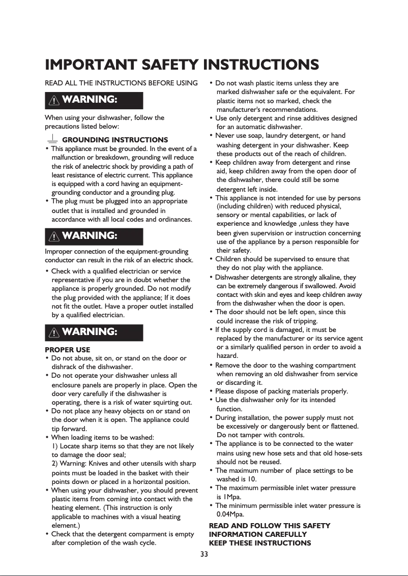 Page 1 de la notice Manuel utilisateur Whirlpool ADG 1077