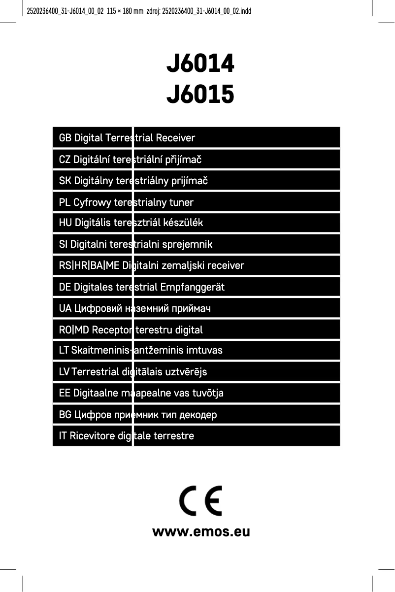 Page 1 de la notice Manuel utilisateur Emos J6014