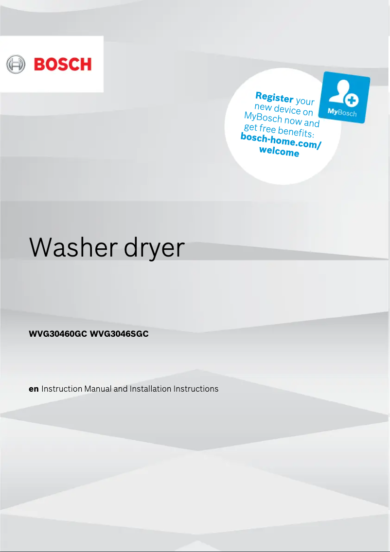 Page n°1 - Guide d'installation Bosch WVG30460GC