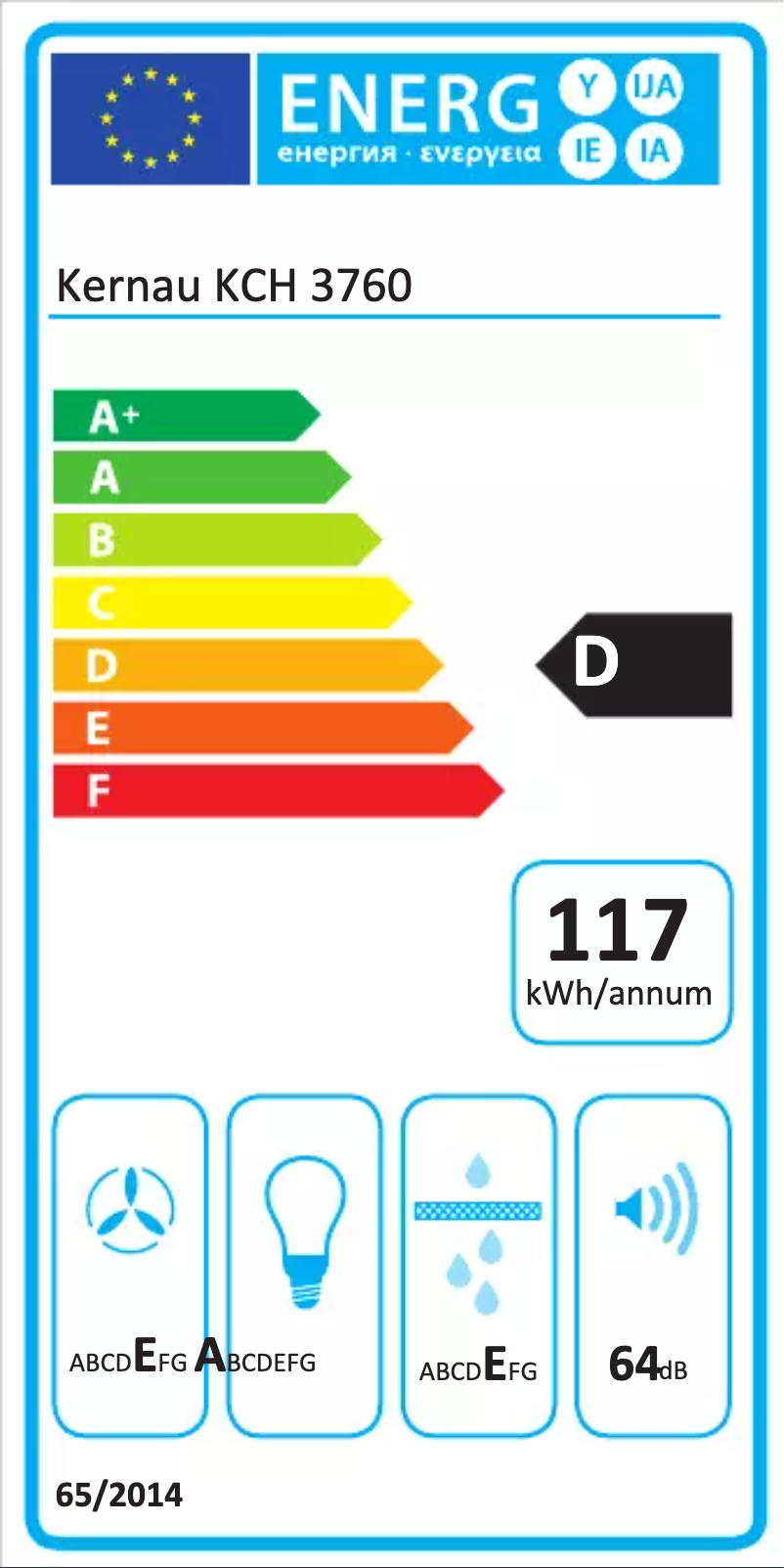 Page 1 de la notice Label énergétique Kernau KCH 3760 BAL