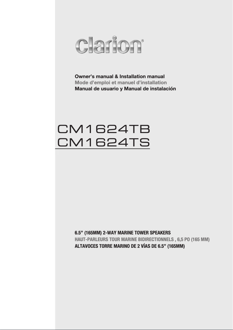 Page 1 de la notice Manuel utilisateur Clarion CM1624TB