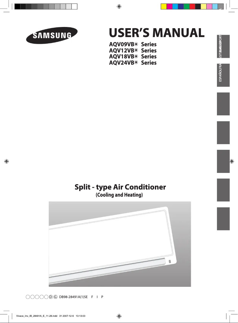 Imagen de la primera página del manual del dispositivo AQV18VBEN