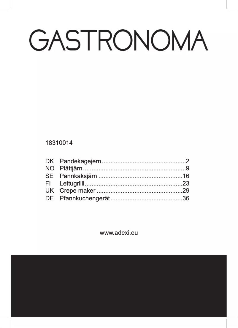 Página 1 del manual Manual de usuario Gastronoma 18310014