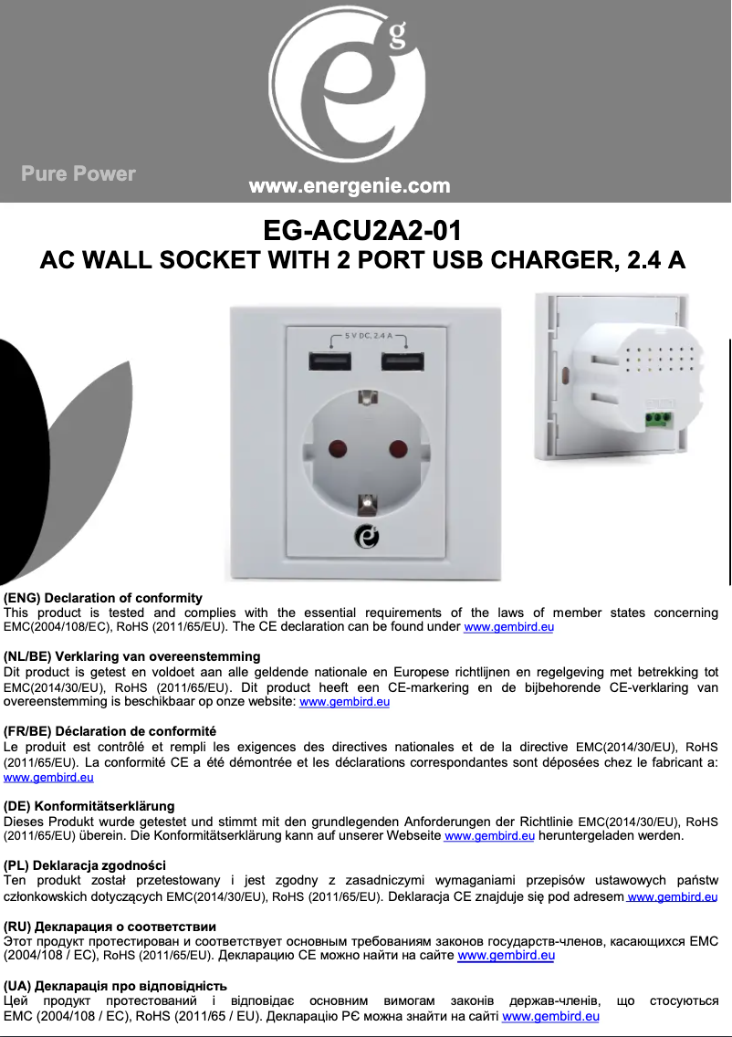 Image de la première page du manuel de l'appareil EG-ACU2A2-01