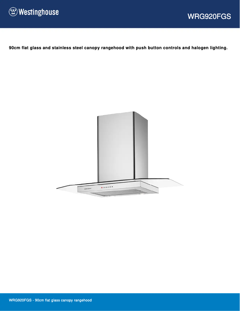 Page 1 de la notice Fiche technique Westinghouse WRG920FGS