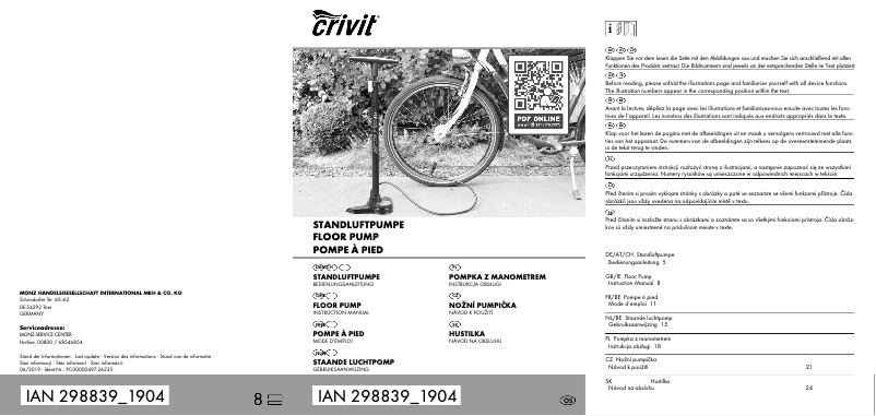 Page 1 de la notice Manuel utilisateur Crivit IAN 298839