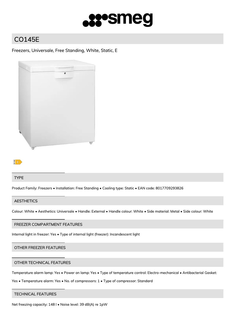 Page n°1 - Brochure Smeg CO145E