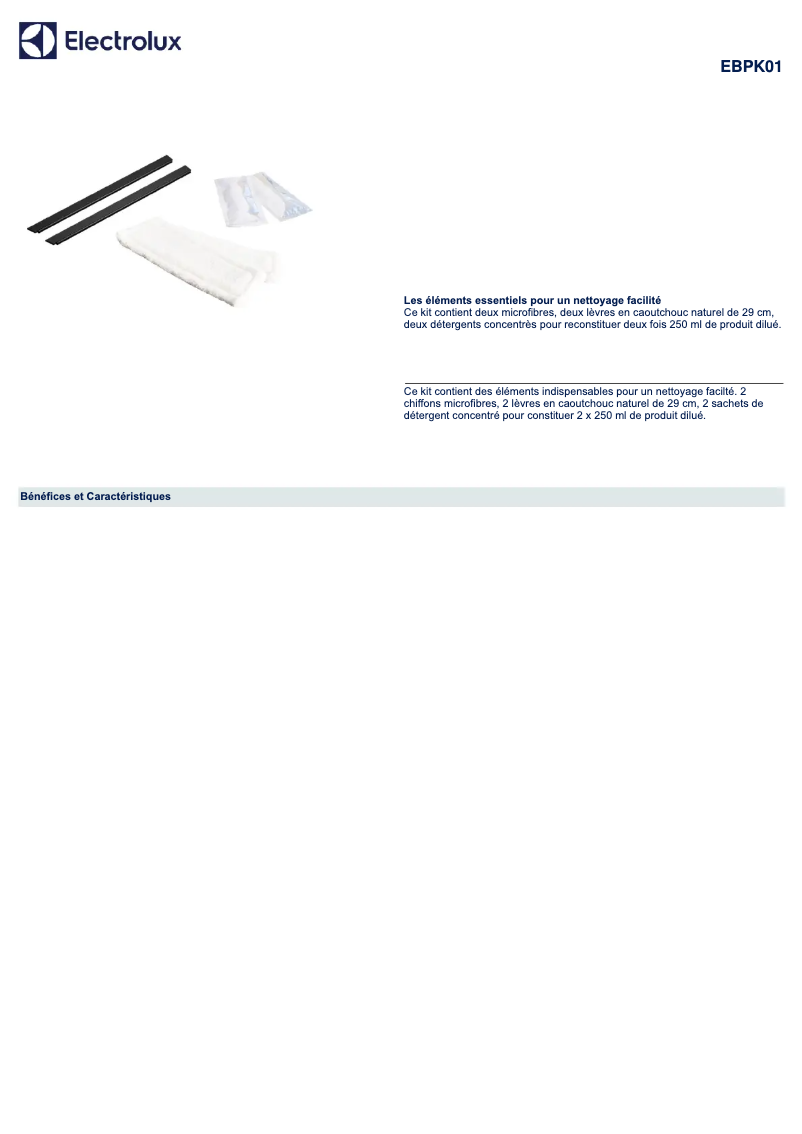 Page 1 de la notice Manuel utilisateur Electrolux EBPK01