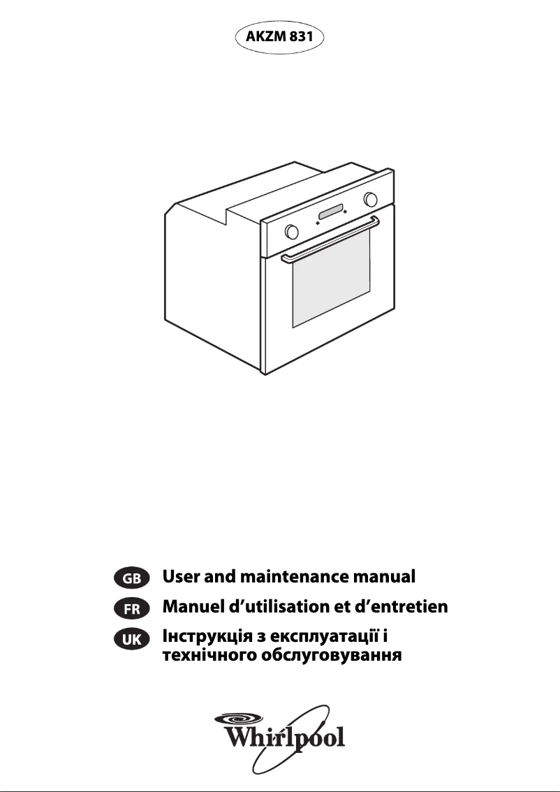 Page 1 de la notice Manuel utilisateur Whirlpool AKZM 831