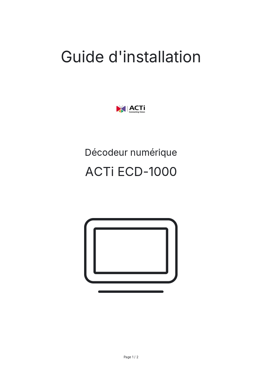 Image de la première page du manuel de l'appareil ECD-1000
