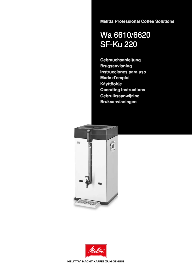 Page n°1 - Manuel utilisateur Melitta Cafina XT8