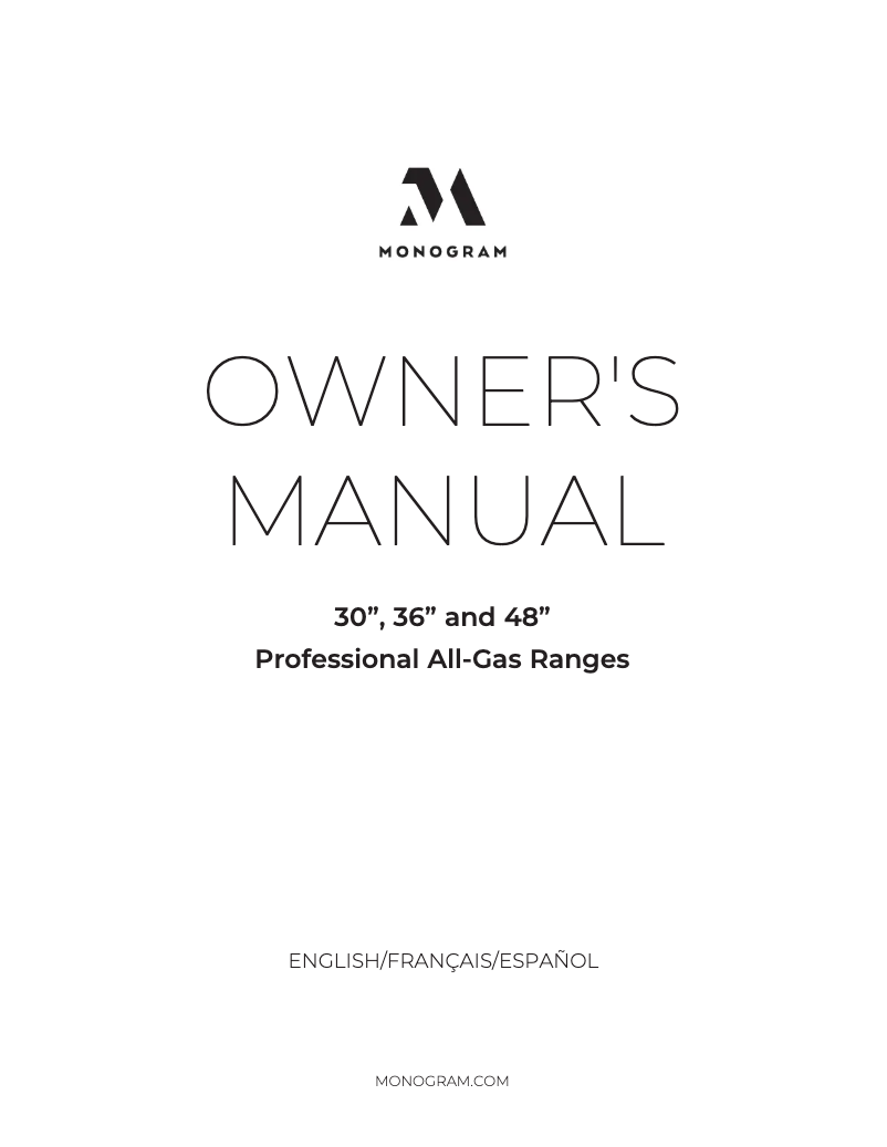 Page n°1 - Manuel utilisateur Monogram ZGP366NTSS