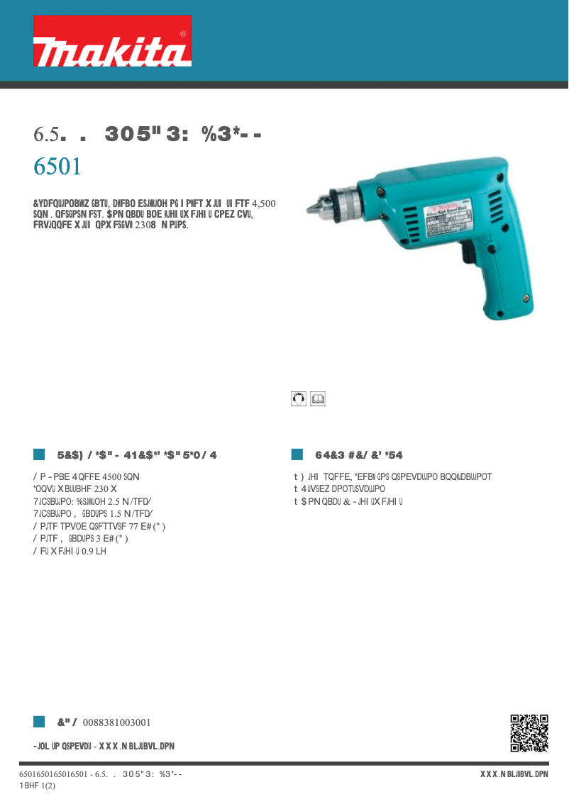 Page n°1 - Fiche technique Makita 6501