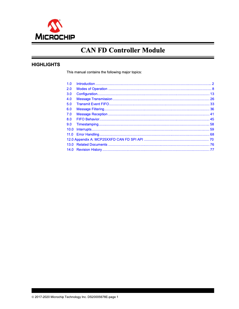 Image de la première page du manuel de l'appareil MCP2518FD