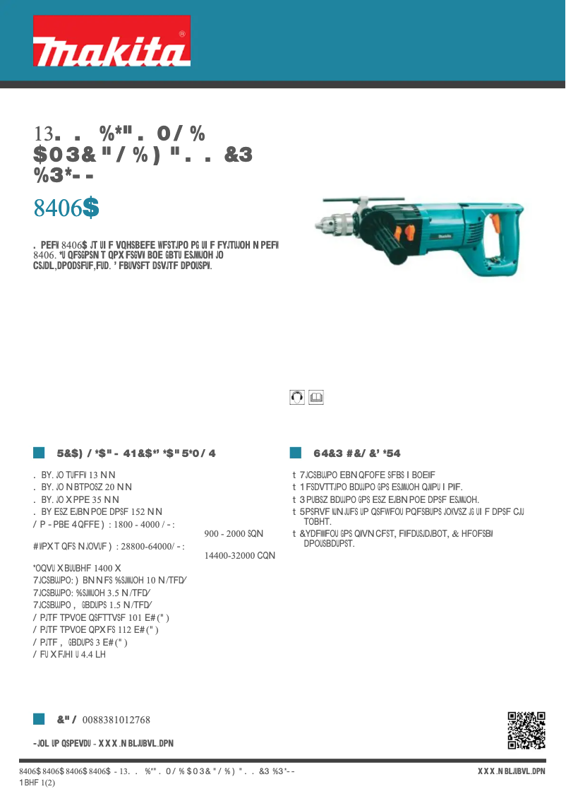 Page n°1 - Fiche technique Makita 8406C