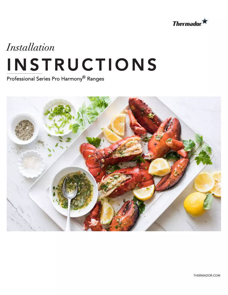 Page 1 de la notice Guide d'installation Thermador Pro Harmony PRD486WDHU