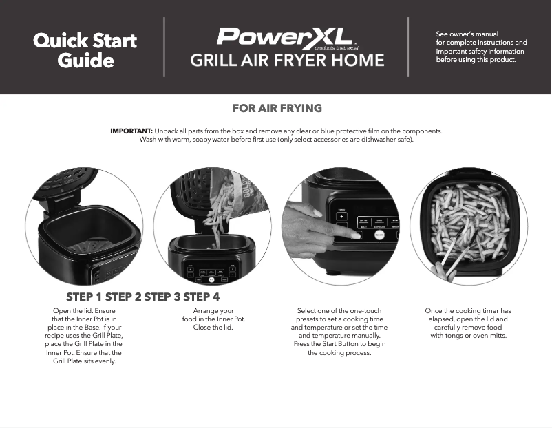 Image de la première page du manuel de l'appareil Grill Air Fryer Home AFG-5A