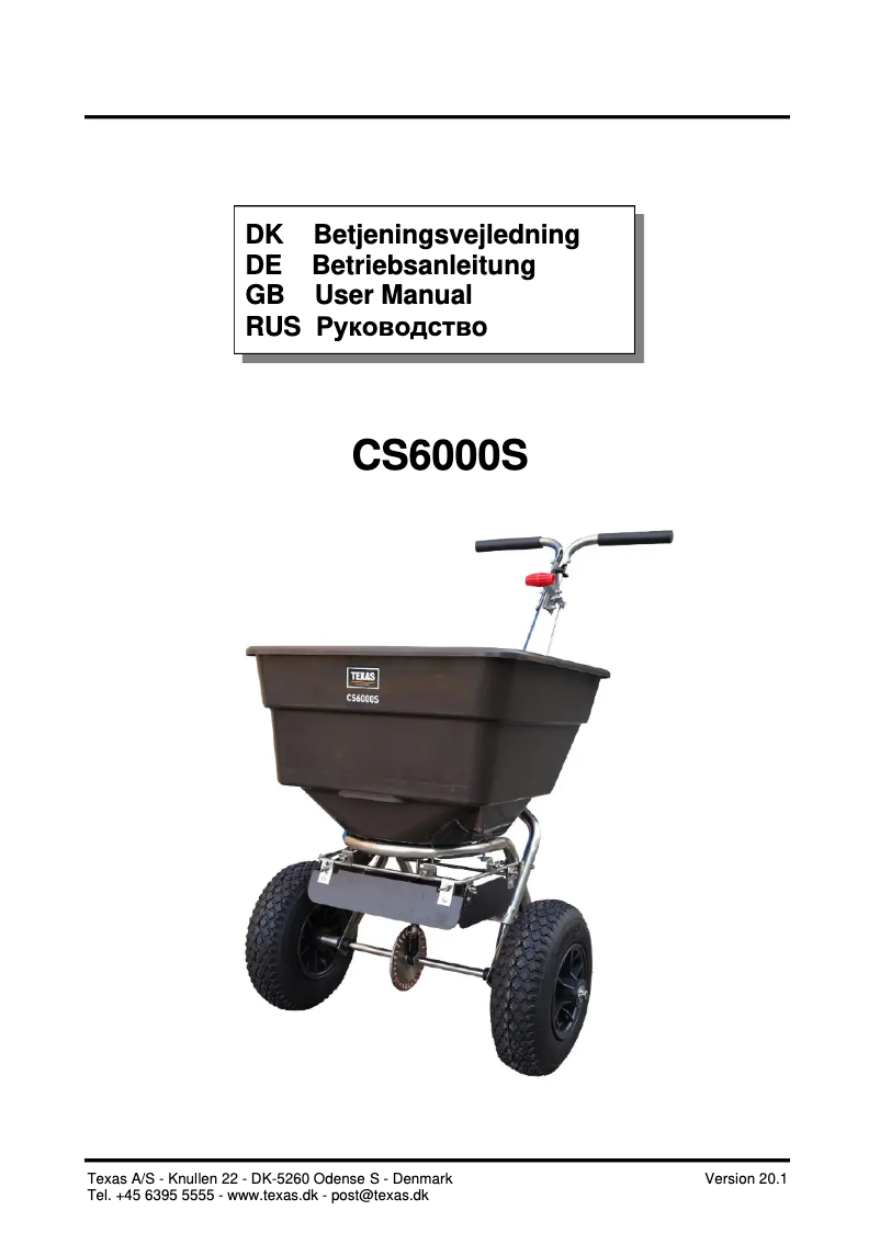 Page n°1 - Manuel utilisateur Texas CS6000S