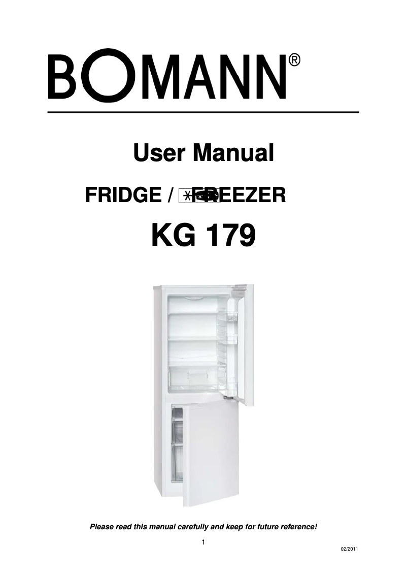 Page 1 de la notice Manuel utilisateur Bomann KG 179