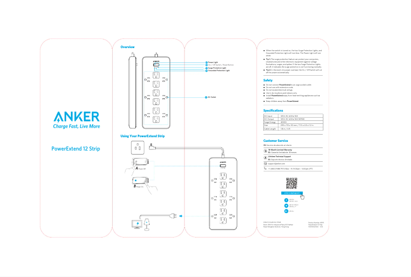 Page 1 de la notice Manuel utilisateur Anker PowerExtend 12 Strip