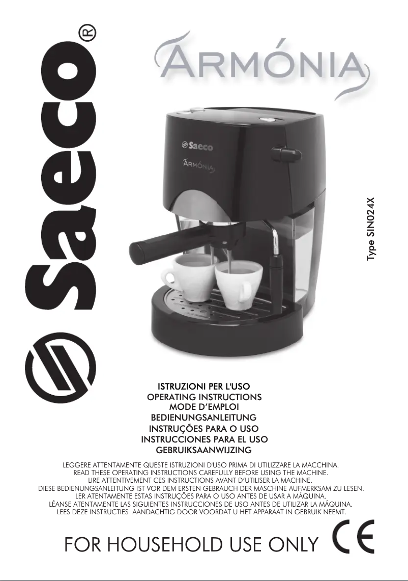 Página 1 del manual Manual de usuario Philips Saeco Armonia SINO024X