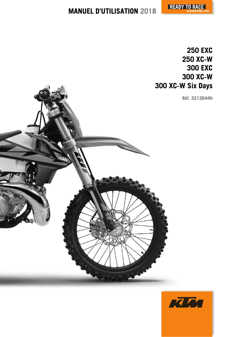Page 1 de la notice Manuel utilisateur KTM 250 EXC (2018)