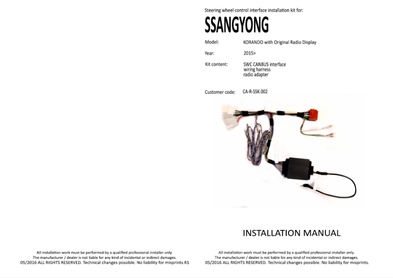 Page n°1 - Manuel utilisateur Pioneer CA-R-SSK.002