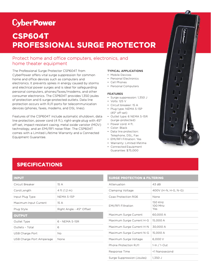 Page n°1 - Informations de garantie CyberPower Professional CSP604T