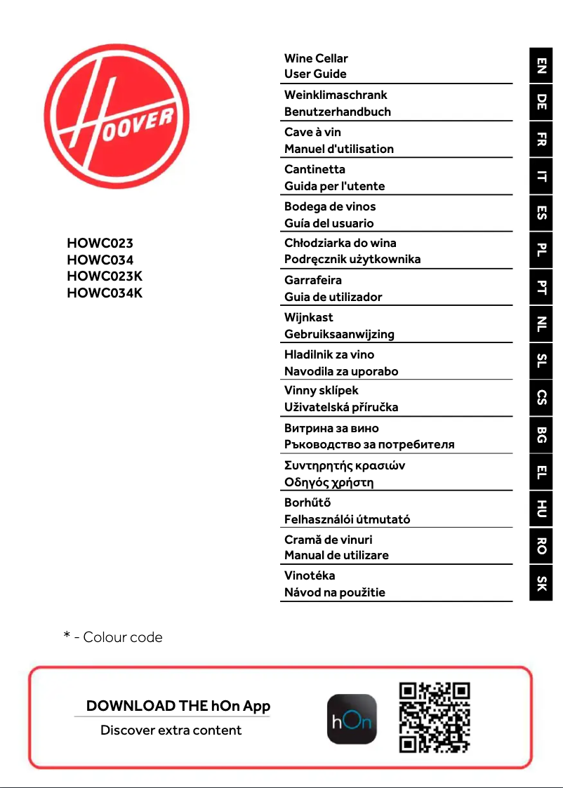 Page 1 de la notice Manuel utilisateur Hoover HOWC034