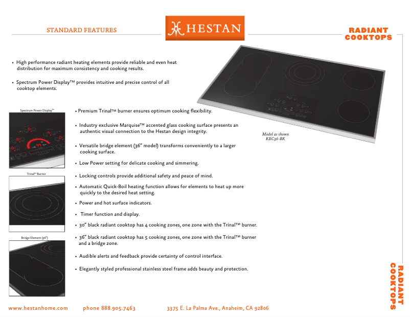 Page 1 de la notice Fiche technique Hestan KEC36-BK