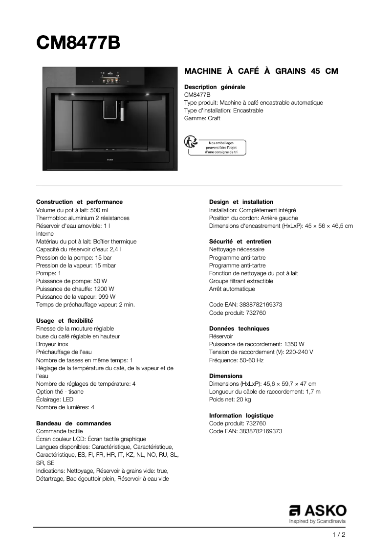 Image de la première page du manuel de l'appareil CM8477B