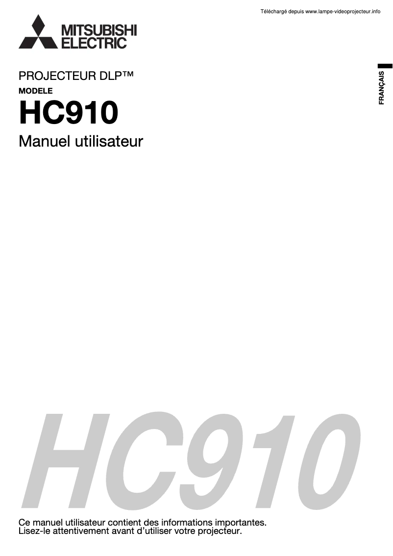 Image de la première page du manuel de l'appareil HC910