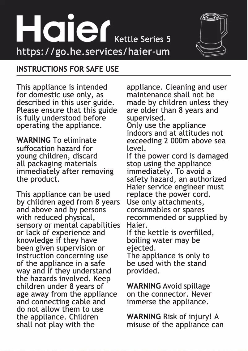 Page n°1 - Mode d'emploi Haier HKE5A 001