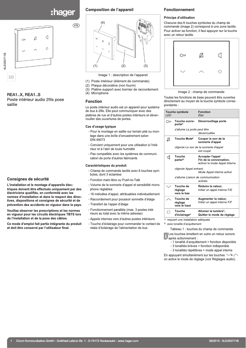 Image de la première page du manuel de l'appareil REK221X