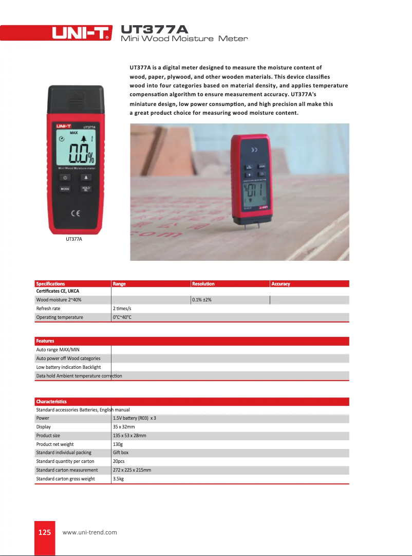 Image de la première page du manuel de l'appareil UT377A