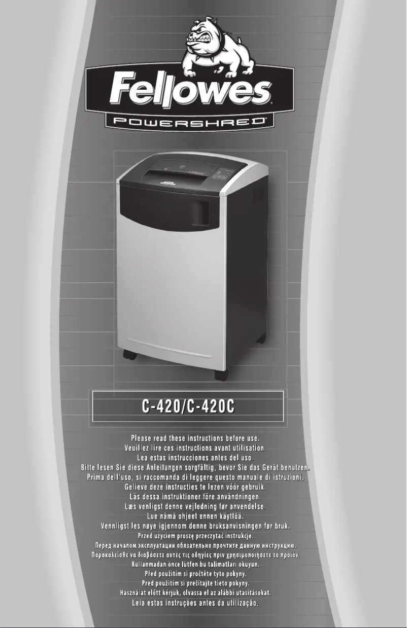 Image de la première page du manuel de l'appareil Powershred C-420