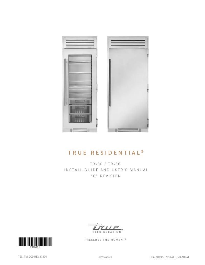 Page n°1 - Manuel utilisateur True TR-30BEV-R-SG-C