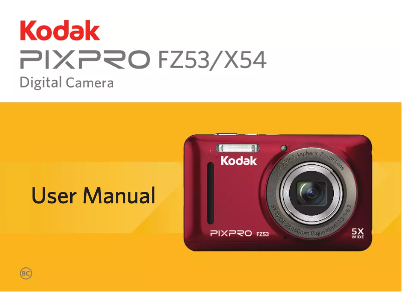 Image de la première page du manuel de l'appareil Pixpro X54