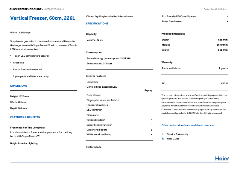 Image de la première page du manuel de l'appareil HVF260WH3