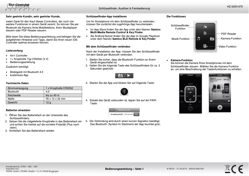 Page n°1 - Manuel utilisateur Callstel HZ-2200-675