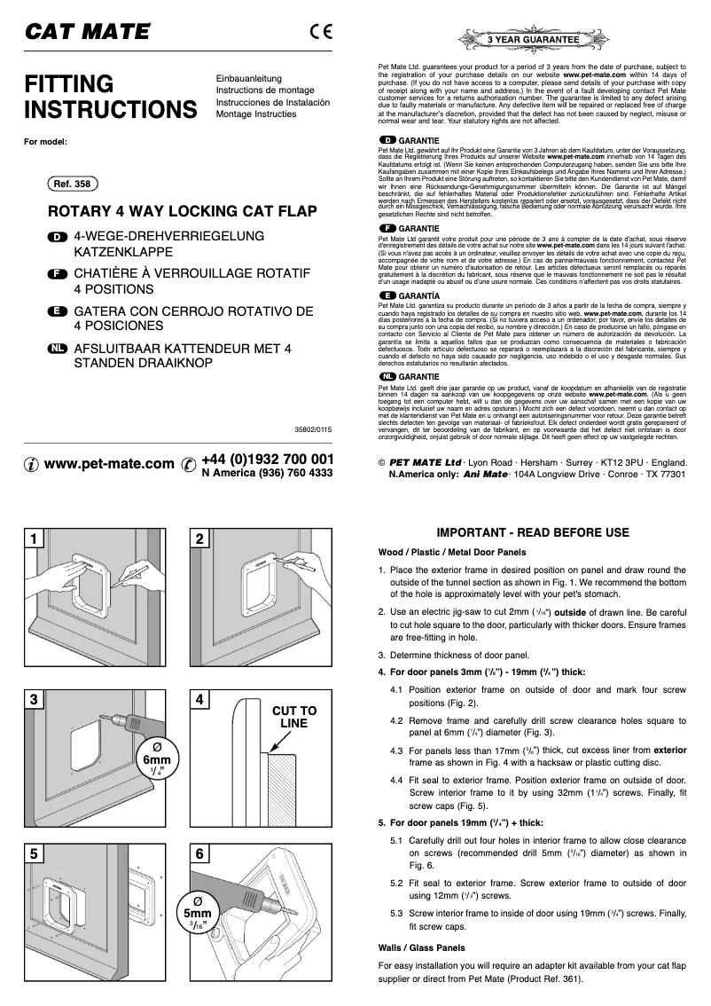 Page 1 de la notice Manuel utilisateur Cat Mate 358W Rotary 4 Way