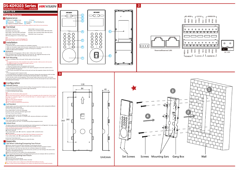 Page 1 de la notice Guide de démarrage rapide Hikvision DS-KD9203-FE6