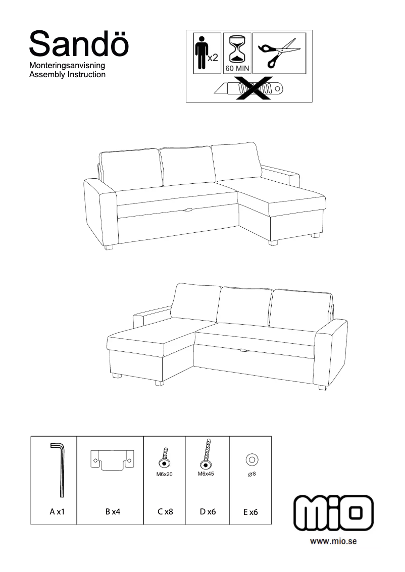 Page n°1 - Manuel utilisateur Mio Sandö