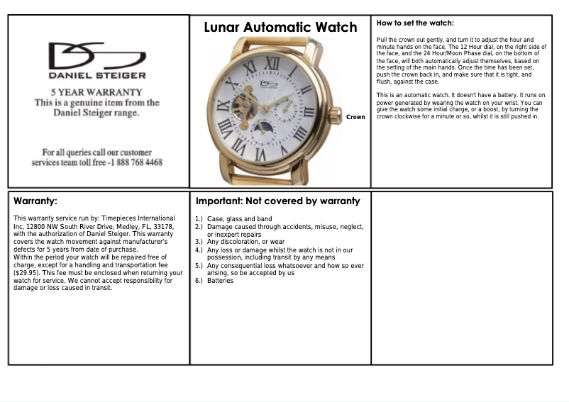 Page 1 de la notice Manuel utilisateur Daniel Steiger Lunar
