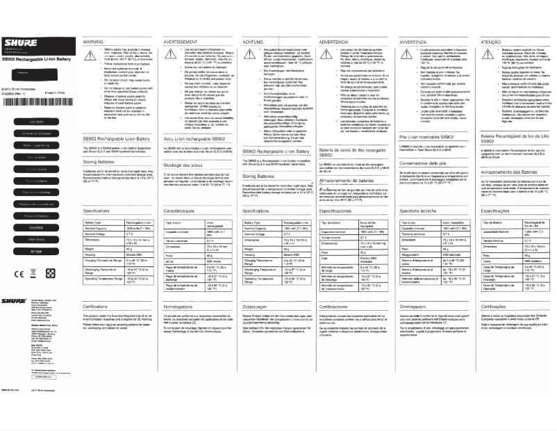 Page 1 de la notice Manuel utilisateur Shure SB902