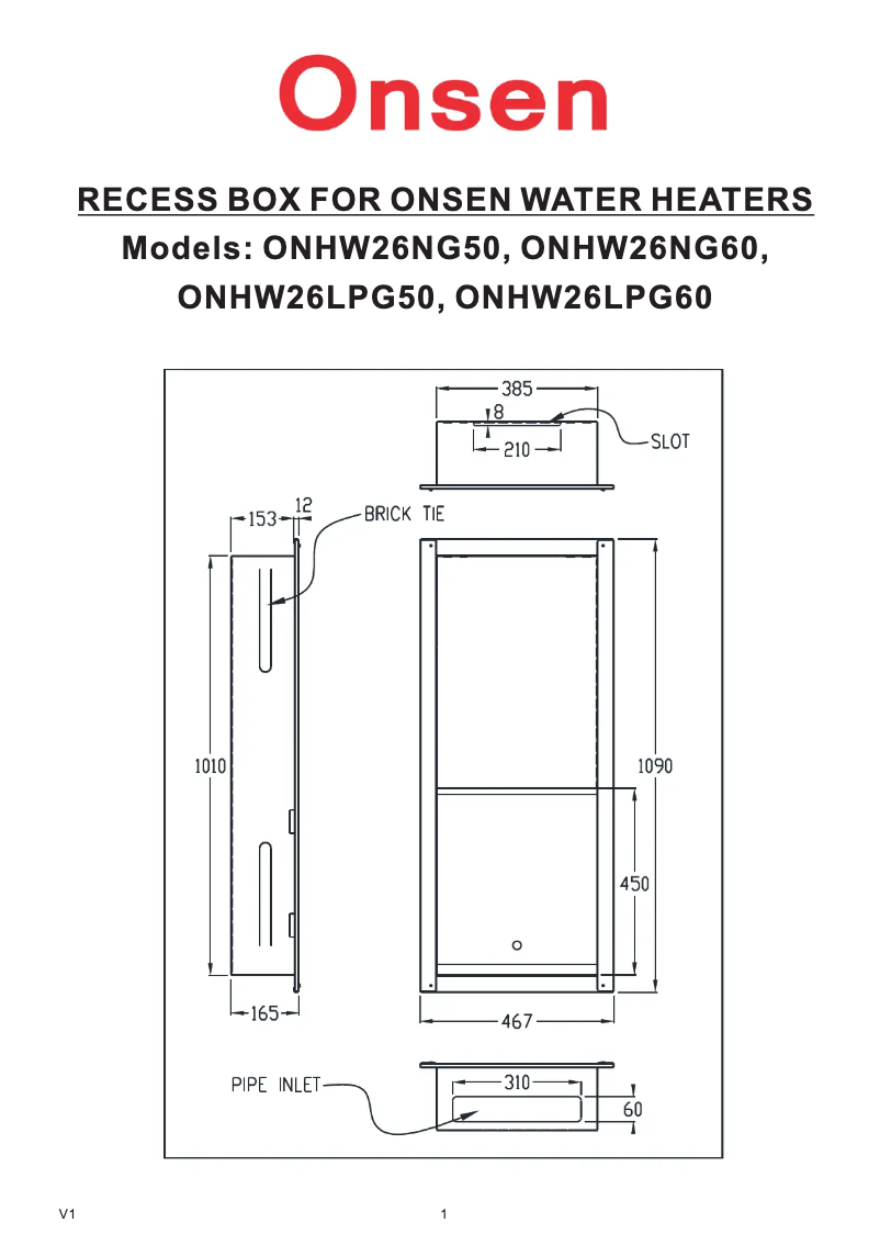 Page 1 de la notice Manuel utilisateur Onsen ONHW26GSBX