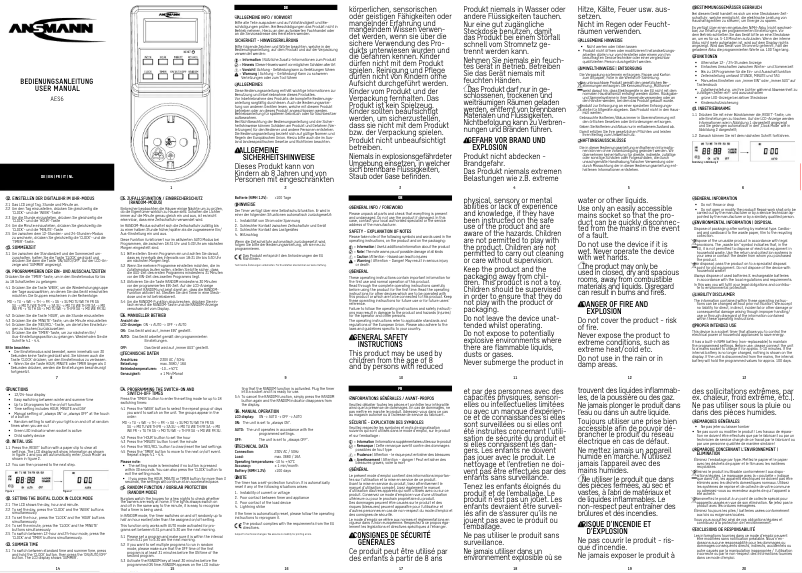 Page 1 de la notice Manuel utilisateur Ansmann AES6