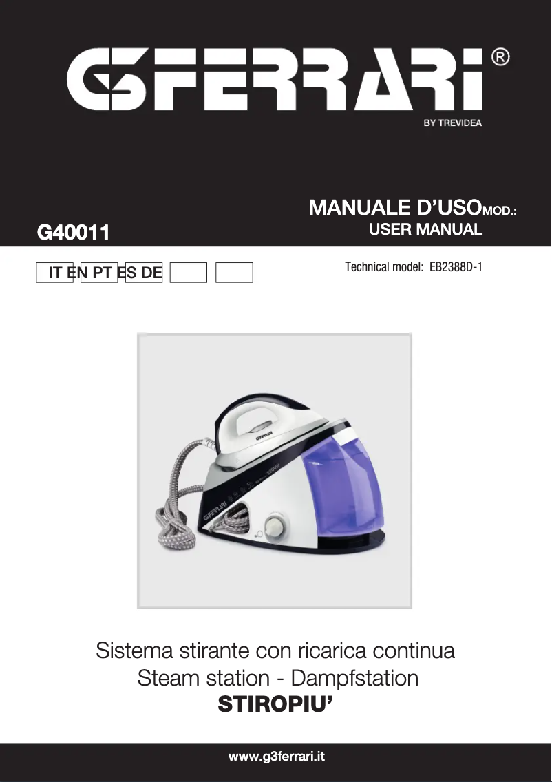 Image de la première page du manuel de l'appareil Stiropiù G40011