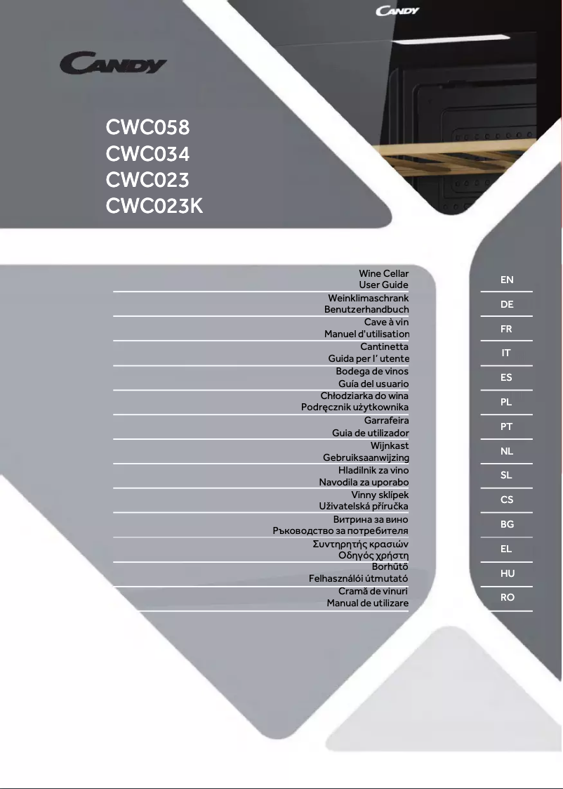 Page 1 de la notice Manuel utilisateur Candy CWC023