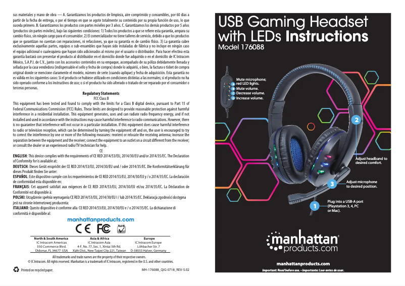 Page 1 de la notice Manuel utilisateur Manhattan 176088